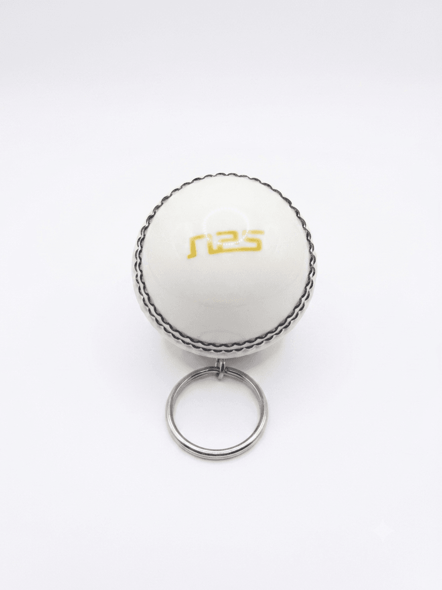 NAS Cricket Ball Keychain – White