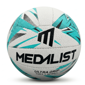 ​Medalist Ultra Grip Netball – Size 5 White/Teal