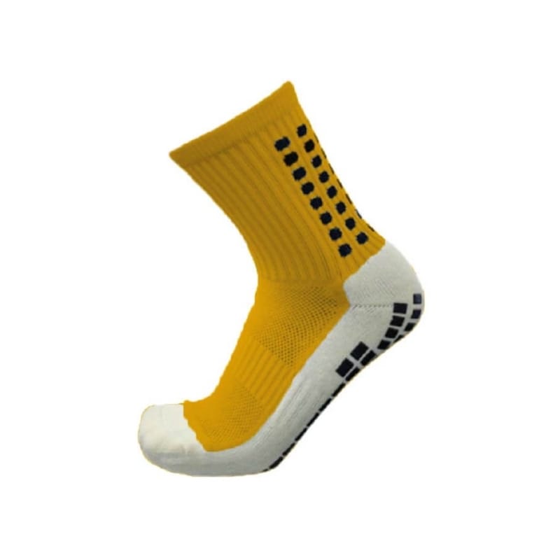 Performance Grip Soccer Socks Yellow White Crew Length
