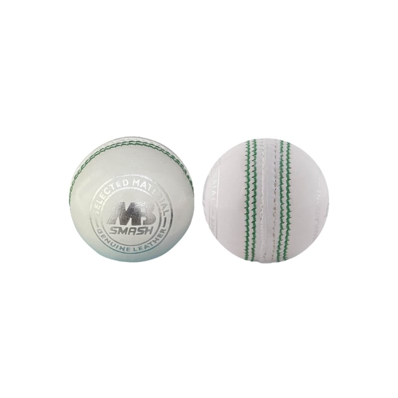 MB Smash Cricket Ball Genuine Leather White Match Ball 2 PC