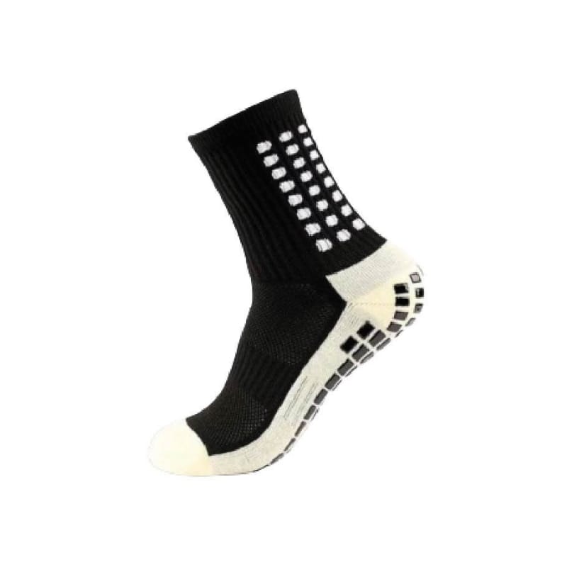 Performance Grip Soccer Socks Black White Crew Length