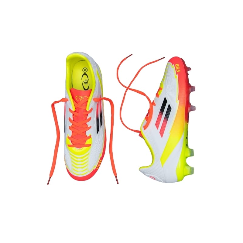 Mens FSO White Yellow Orange Soccer Boot - Image 6