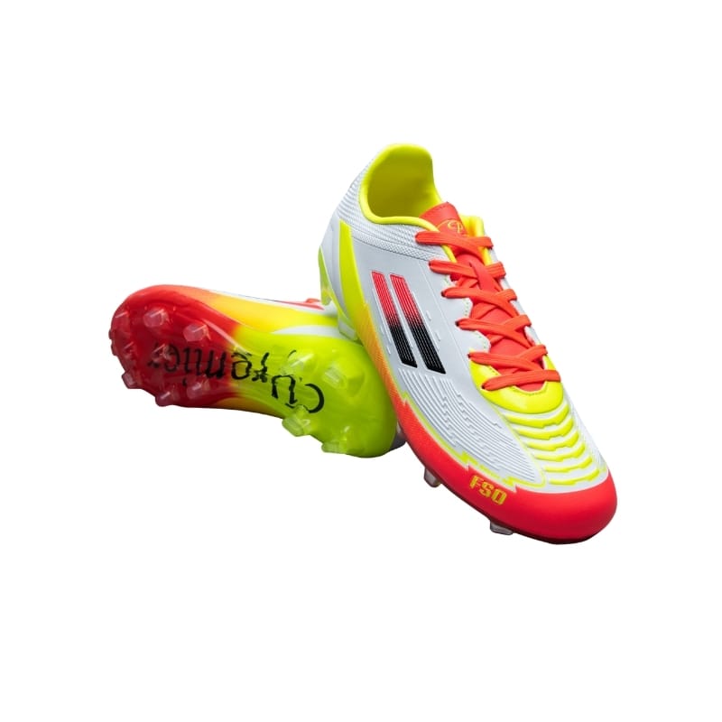 Mens FSO White Yellow Orange Soccer Boot - Image 2
