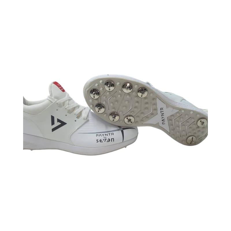 Payntr Cricket Spike Shoes White Blue Grey - Image 2
