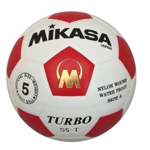 Mikasa Turbo S5-T Size 5 Waterproof Football (Red/White)