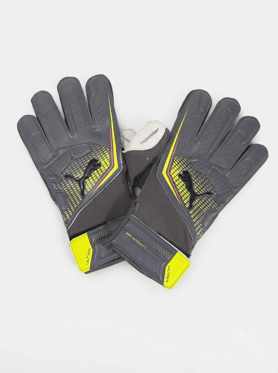 Puma Ultra Play RC Goalkeeper Gloves Silver/Yellow Size 10