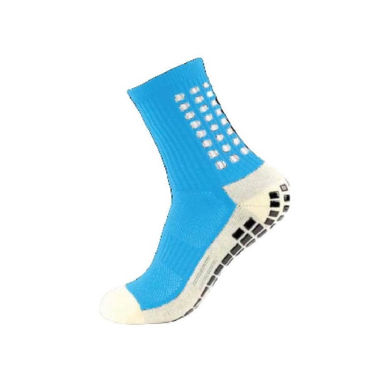 Performance Grip Soccer Socks Sky Blue White Crew Length