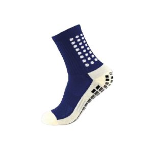 Performance Grip Soccer Socks Navy White Crew Length